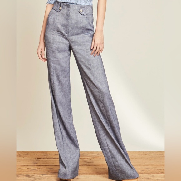 New Like Condition Sunny High Waisted Flare Pants  Veronica Beard 00 Ink White - Picture 2 of 13